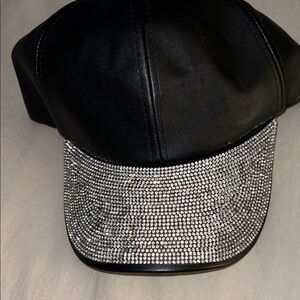 Black and Silver Rhinestone Cap